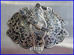Fabulous Scarce Antique Russian Silver Niello Belt Buckle