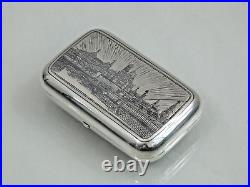 Fine Antique Imperial Russian 84 Silver Niello Cigarette Case Architectural 1887