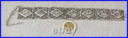 Iraq Antique niello with engraved views of Babylon & filigree silver link bracelet