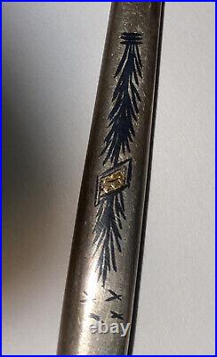 Iraqi 925 Silver Cigarette Holder Niello Gold Handmade Vintage