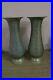 Pair of 2 Vintage Kashmir India Brass & Silvered Niello Black Enamel Vase Pot 9