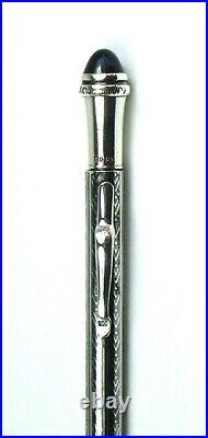 Propelling pencil RARE antique solid silver, niello work and blue stone 1880's
