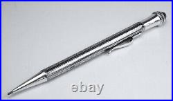 Propelling pencil RARE antique solid silver, niello work and blue stone 1880's