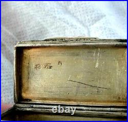 RUSSIAN STERLING SILVER GILDED NIELLO SNUFF BOX, 1850's MOSCOW