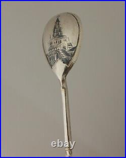 Rare Imperial Antique 84 Silver Russian 1893 Niello Coffee Tea Spoon 13.2 gr