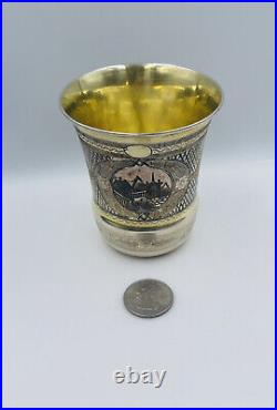 Russian Antique 84 Sterling Silver Niello Cup