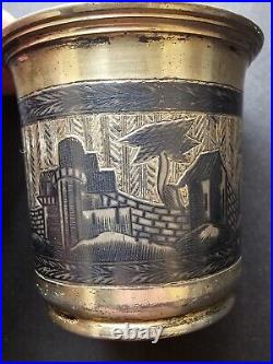 Russian Antique 84 Sterling Silver Niello Cup Circa 1833