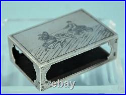 Russian Imperial Art Nouveau 875 Silver & Niello Match Holder/Box Circa 1900