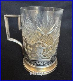 Russian Soviet Niello Gilded 875 Silver Tea Cup Holder