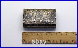 Russian antique silver niello Cigarette case 84 Hallmark, Niello silver Russia