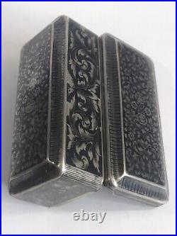 Russian silver Niello snuff box/Tobacco Box/Moscowith ITS Cyrillic/Stamped 84