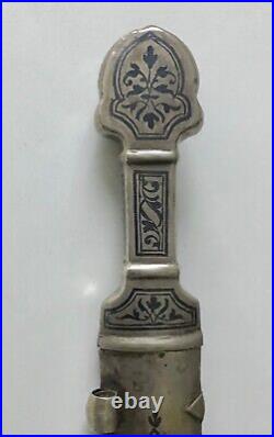 Russian silver antique niello Dagger Caucasian Kindjal knife ottoman