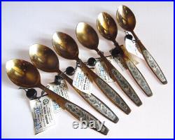 Russian silver set of teaspoons 875 silver Northern black niello silver USSR