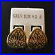 Thai Antique Gold Silver Earrings Rare Jewelry Siam Niello Collectibles Gift