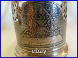 VINTAGE RUSSIAN 875 NIELLO SILVER CUP GLASS HOLDER 92.5 grams