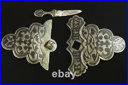 Vintage 19th C. Imperial Russia Silver Niello Caucasus Dagger Belt Buckle C920