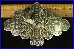 Vintage 19th C. Imperial Russia Silver Niello Caucasus Dagger Belt Buckle C920