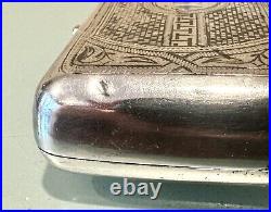 Vintage Antique 1887 Russian Imperial Silver 84 Niello Tobacco Cigarette Case