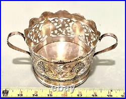 Vintage Antique 1940' Russian Silver 875 Niello Kubachi Handled Dish Bowl Basket