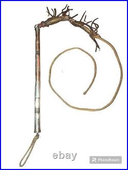 Vintage Antique Caucasian silver Niello and brass decorated, horse whip